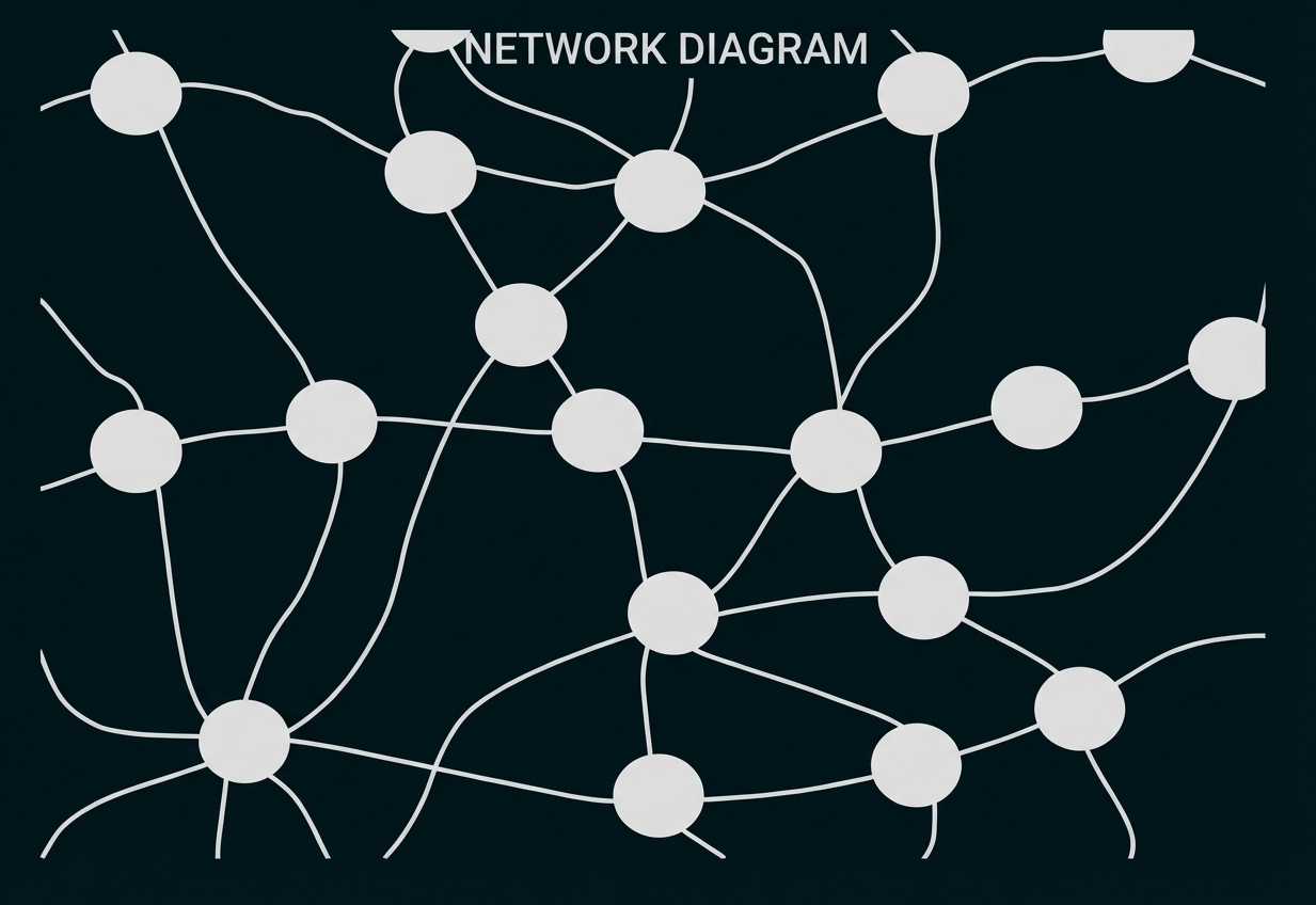 Grafische Darstellung eines Netzwerks aus verbundenen Punkten und Linien